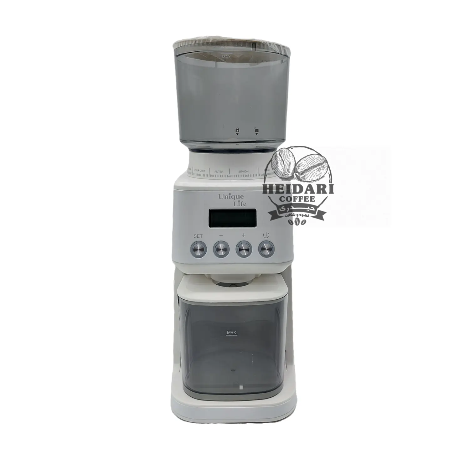 دستگاه آسیاب برقی قهوه یونیک لایف _ مدل UL-CG019S 3 دستگاه آسیاب برقی قهوه یونیک لایف _ مدل UL-CG019S _سفید