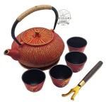 ست قوری چدنی قرمز و فنجان