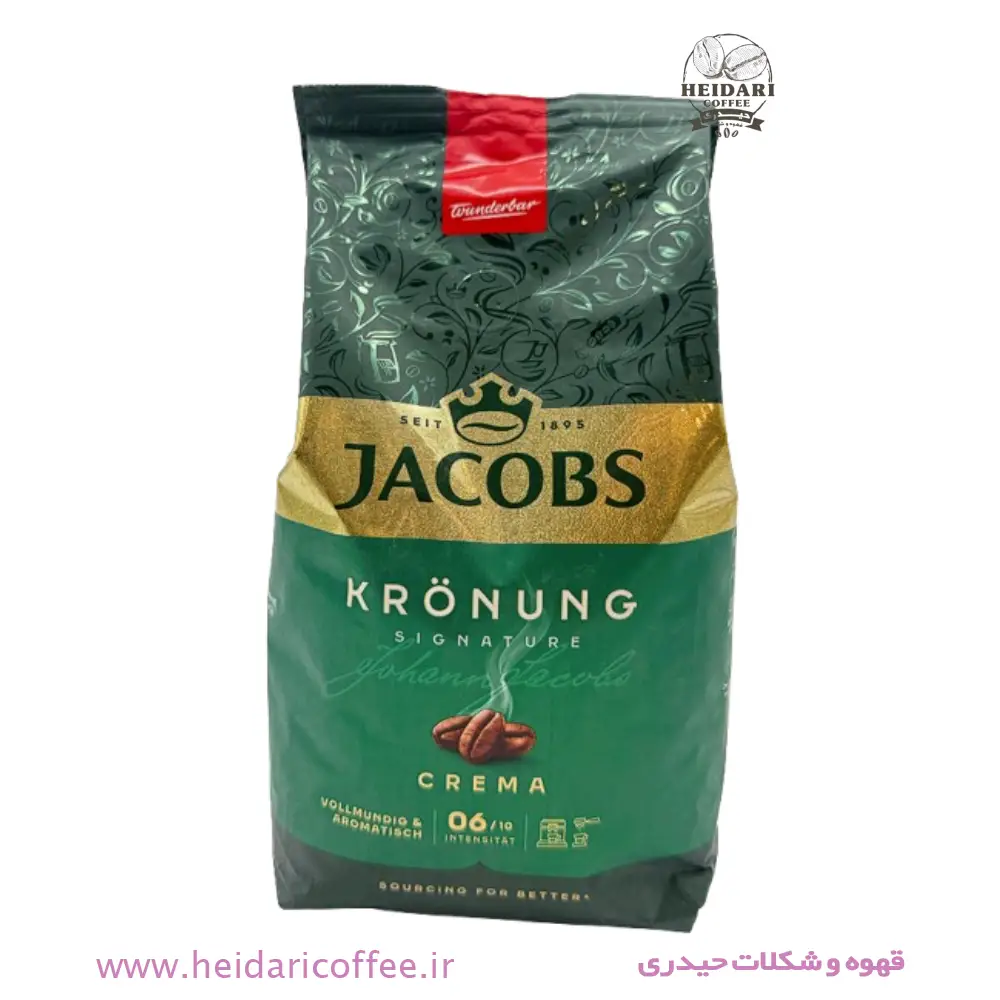 دانه قهوه جاکوبز (Jacobs) مدل Krönung Crema مقدار ۱ کیلوگرم - حیدری کافه 3 دانه قهوه جاکوبز (Jacobs) مدل Krönung Crema مقدار ۱ کیلوگرم