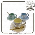 فنجان و نعلبکی سرامیکی قاشق طلایی الماسی