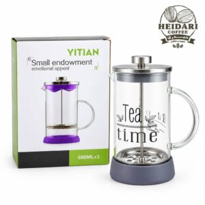 فرنچ پرس شیشه‌ای مدل Small Endowment با درپوش استیل و پایه سیلیکونی رنگی